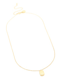 Waterproof Gold Plated Stainless Steel Round Rectangle Engravable Necklace - link has visual effect only
