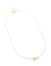Waterproof Gold Plated Stainless Steel Cubic Zirconia Butterfly Necklace - link has visual effect only