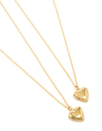 Waterproof Gold Plated Stainless Steel Heart Locket Necklaces 2-Pack - link has visual effect only