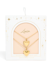 Waterproof Gold Plated Stainless Steel Heart Locket Necklaces 2-Pack - link has visual effect only