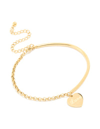 Waterproof Gold Plated Stainless Steel Love Engravable Bracelet - link has visual effect only