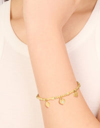 Waterproof Gold Plated Stainless Steel Triple Heart Stretch Bracelet - link has visual effect only