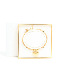 Waterproof Gold Plated Stainless Steel Heart Charm Double Row Bracelet - link has visual effect only