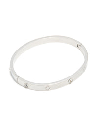 Waterproof Stainless Steel Cubic Zirconia Flower Bangle - link has visual effect only
