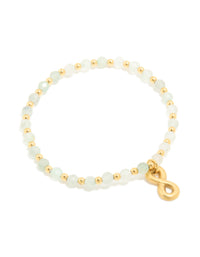 Waterproof Gold Plated Stainless Steel Semi Precious Infinity Stretch Bracelet - link has visual effect only