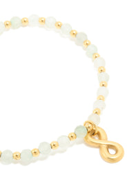 Waterproof Gold Plated Stainless Steel Semi Precious Infinity Stretch Bracelet - link has visual effect only