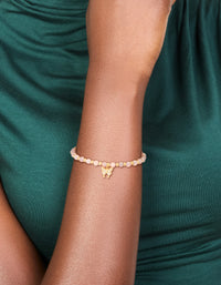 Waterproof Gold Plated Stainless Steel Amethyst Semi Precious Stone Butterfly Stretch Bracelet - link has visual effect only