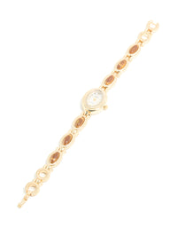 Gold Tigers Eye Semi Precious Stone Band Watch - link has visual effect only