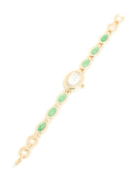 Gold Green Semi Precious Stone Band Watch - link has visual effect only