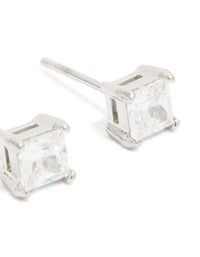 Mens Waterproof Stainless Steel Cubic Zirconia Small Square Stud Earrings - link has visual effect only