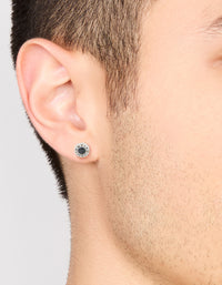 Mens Waterproof Stainless Steel Roman Numeral Round Stud Earrings - link has visual effect only
