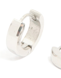 Mens Waterproof Stainless Steel Brushed Huggie Earrings - link has visual effect only