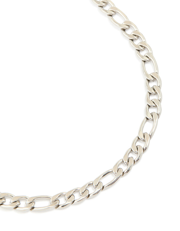 Mens Waterproof Stainless Steel Figaro Chain Necklace