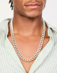 Mens Waterproof Stainless Steel Miami Cuban Link Necklace - link has visual effect only
