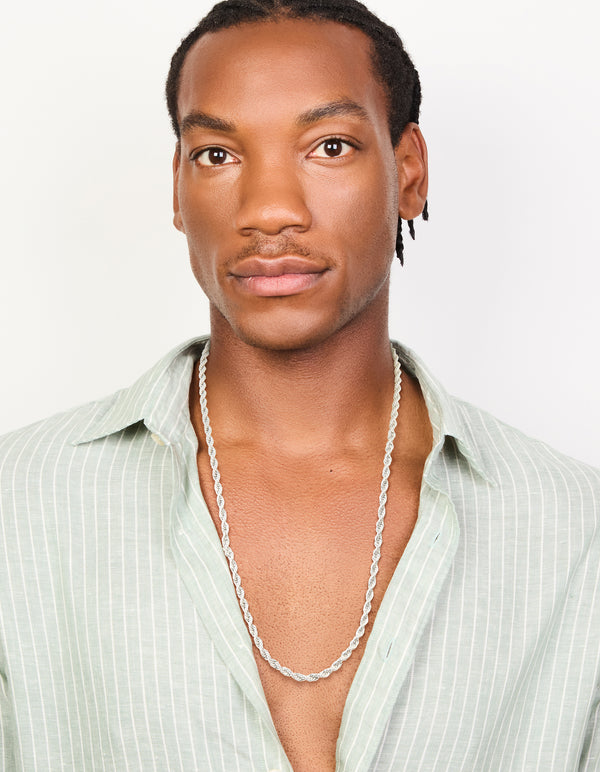 Mens Waterproof Stainless Steel Large Twist Chain Necklace