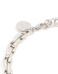 Mens Waterproof Stainless Steel Twist Link Chain Bracelet - link has visual effect only