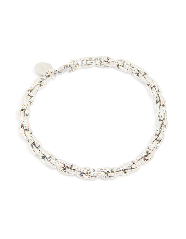 Mens Waterproof Stainless Steel Twist Link Chain Bracelet