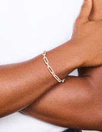 Mens Waterproof Stainless Steel Paperclip Chain Bracelet - link has visual effect only