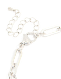 Mens Waterproof Stainless Steel Paperclip Chain Bracelet - link has visual effect only