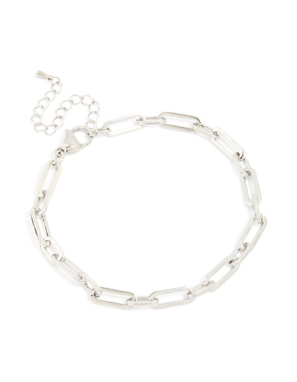 Mens Waterproof Stainless Steel Paperclip Chain Bracelet