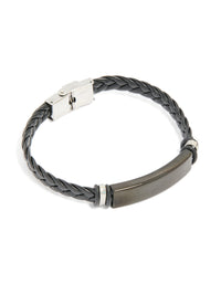 Mens Waterproof Stainless Steel Black Braided Band Bracelet - link has visual effect only