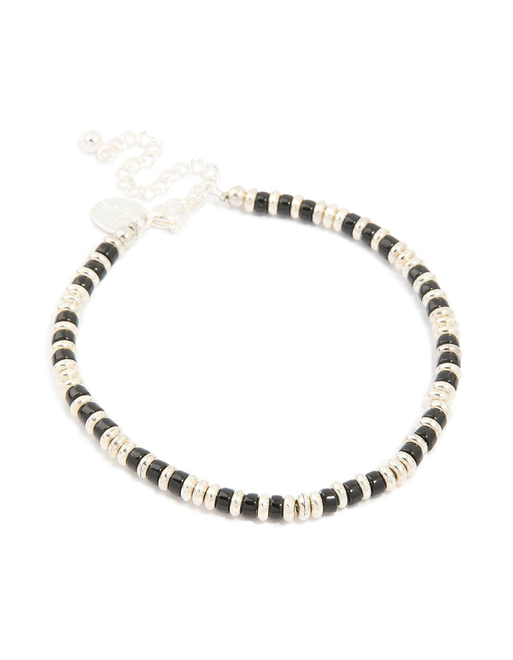 Mens Waterproof Stainless Steel Small Semi Precious Bead Bracelet