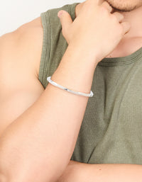 Mens Waterproof Stainless Steel Square Twist Wrist Cuff - link has visual effect only