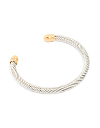 Mens Waterproof Stainless Steel Large Twisted Wire Cuff - link has visual effect only