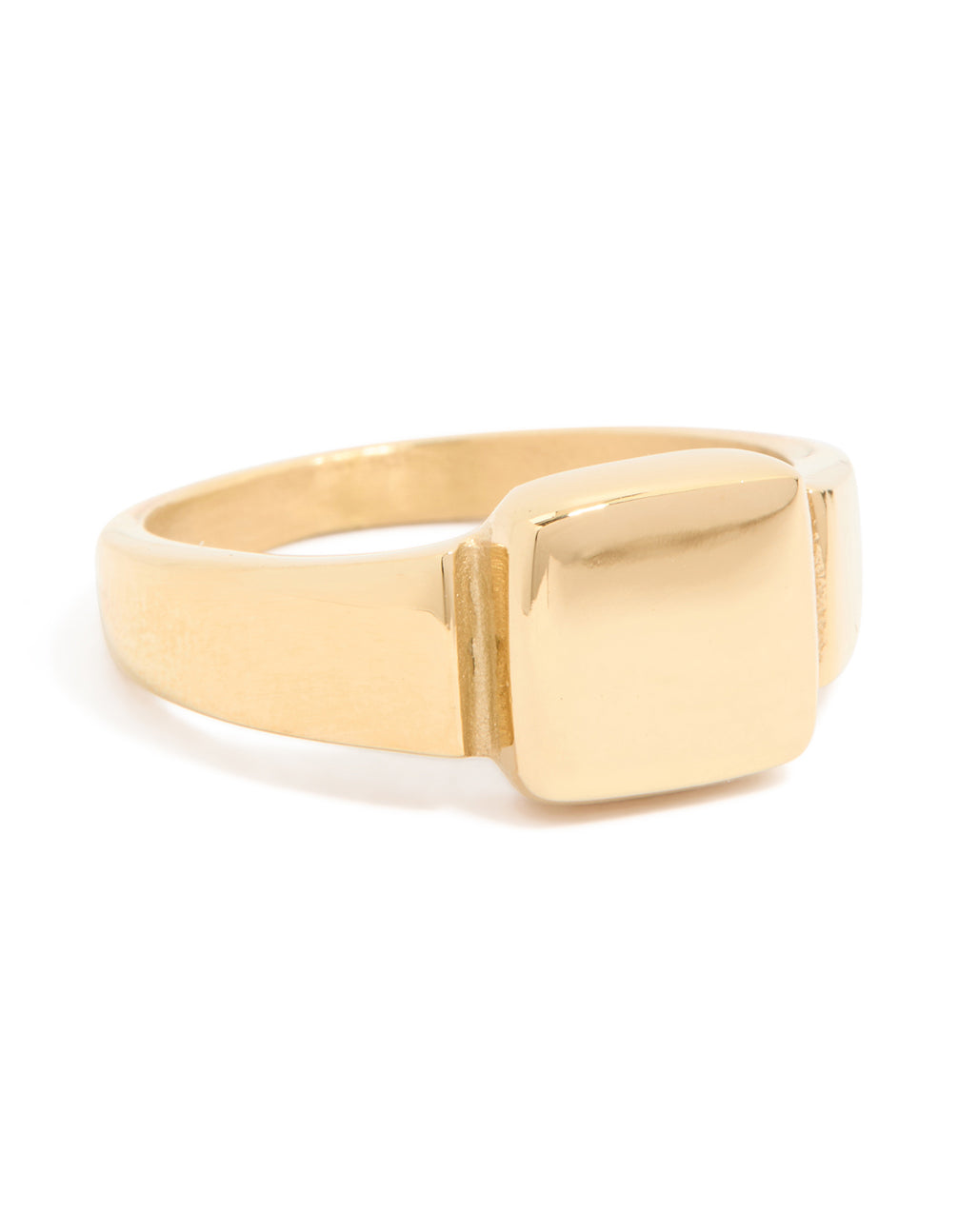Mens Waterproof Gold Plated Stainless Steel Square Signet Ring