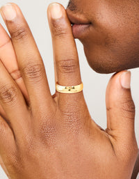 Mens Waterproof Gold Plated Stainless Steel Smooth Cigar Band Ring - link has visual effect only