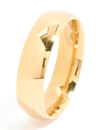 Mens Waterproof Gold Plated Stainless Steel Smooth Cigar Band Ring - link has visual effect only