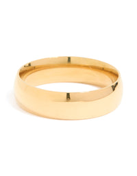 Mens Waterproof Gold Plated Stainless Steel Smooth Cigar Band Ring - link has visual effect only