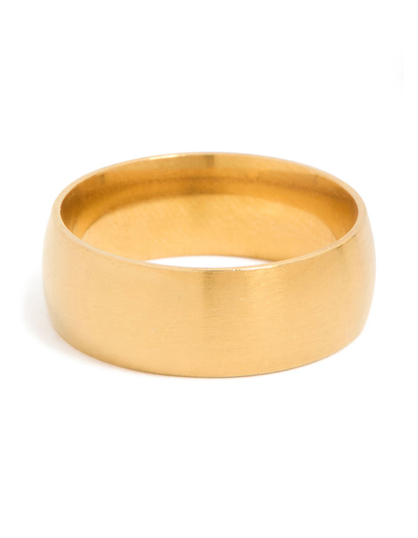 Mens Waterproof Gold Plated Stainless Steel Band Ring