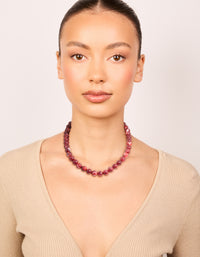 Red Marbled Acrylic Beaded Necklace - link has visual effect only