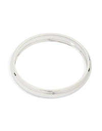 Showcasing a waterproof stainless steel round smooth bangle crafted from silver front view - link has visual effect only