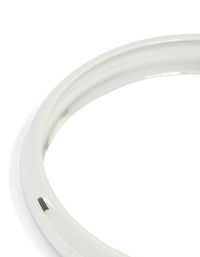 Featuring a waterproof stainless steel round smooth bangle in silver close up view - link has visual effect only