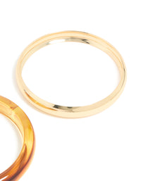 Brown Acrylic & Gold Bangles 2-Pack - link has visual effect only