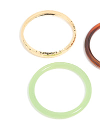 Gold Brown & Green Acrylic Bangles 3-Pack - link has visual effect only