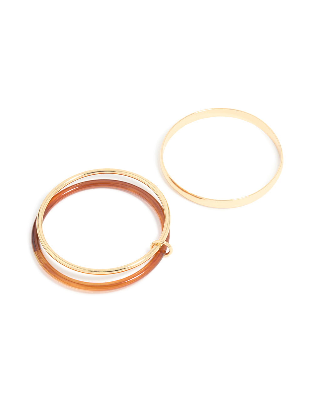 Gold Smooth & Layered Brown Acrylic Bangle Pack