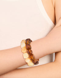 Brown & White Acrylic Beaded Stretch Bracelets 2-Pack - link has visual effect only