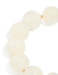 Gold Cream Acrylic Beaded Stretch Bracelet - link has visual effect only