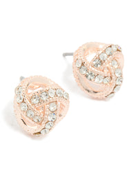Rose Gold Diamante Mini Knot Stud Earrings - link has visual effect only