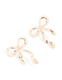 Rose Gold Long Ribbon Bow Stud Earrings - link has visual effect only