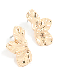 Gold Mini Fan Flower Stud Earrings - link has visual effect only