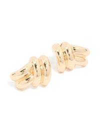 Gold Half Ribbon Knot Stud Earrings - link has visual effect only