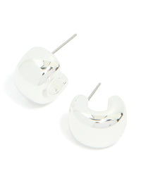 Silver Chubby Wide Hoop Earrings - link has visual effect only