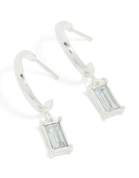 Silver Diamante Baguette Drop Earrings - link has visual effect only