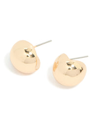 Gold Bubble Edge Round Stud Earrings - link has visual effect only