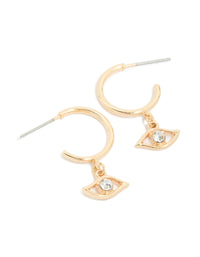 Gold Diamante Eye Drop Huggie Earrings - link has visual effect only