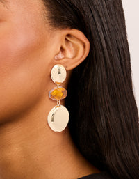 Gold Brown Beaded & Chunky Drop Earrings - link has visual effect only